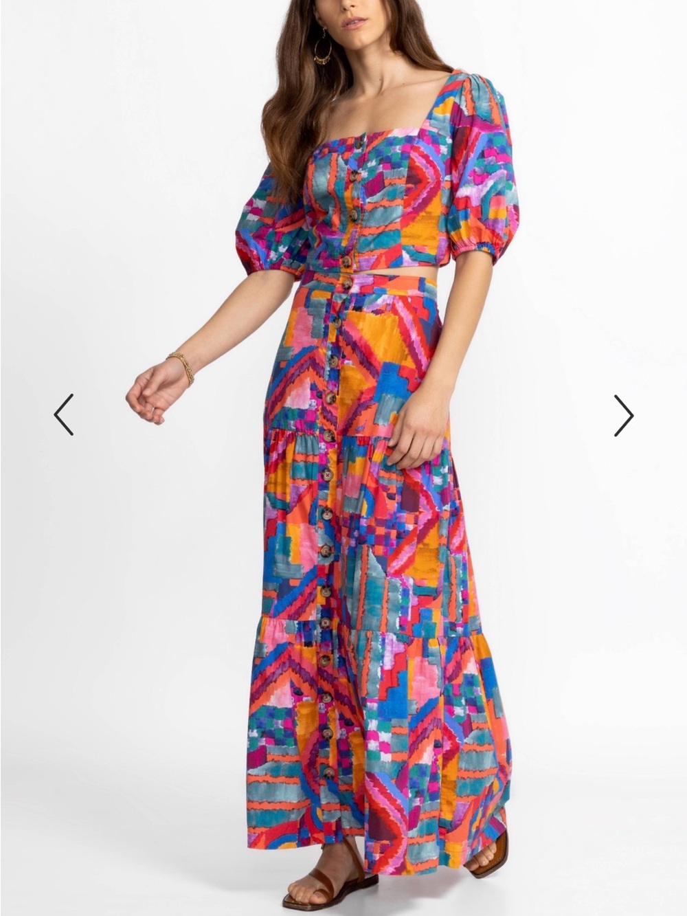 Johnny Was Jade Summer Daydreams poplin cotton maxi long skirt women’s l large